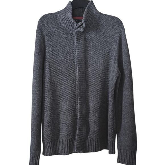 Banana Republic Men’s Zip-Up Sweater Gray Collar Knit Cardigan Winter Wear - Picture 1 of 8